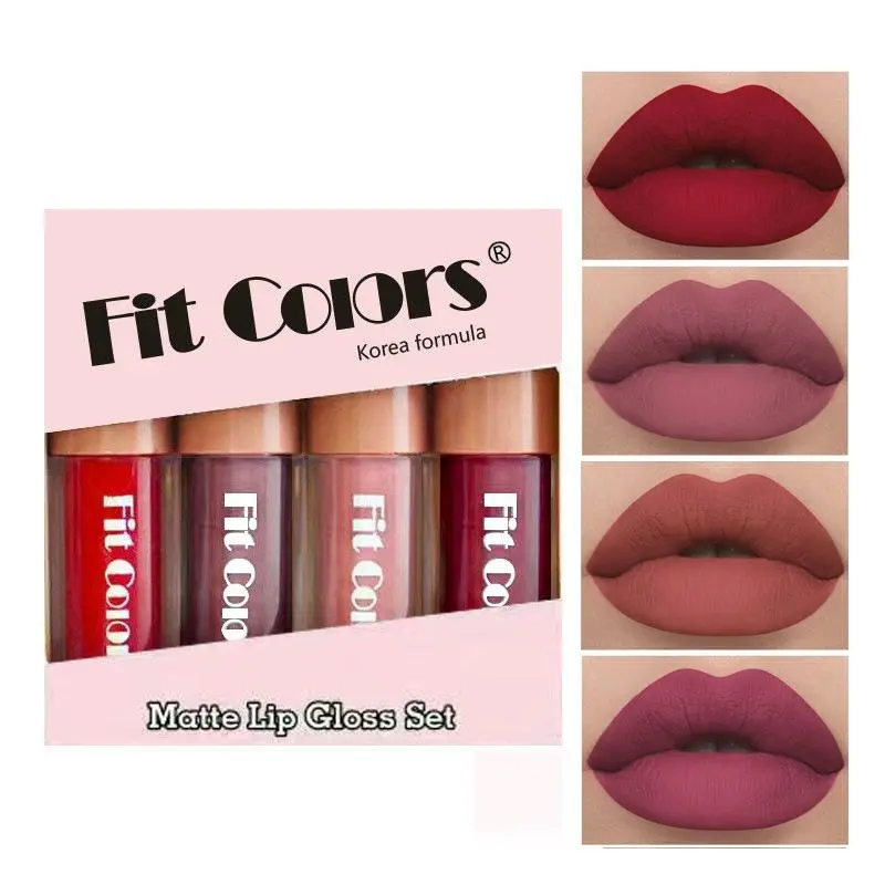 Long Lasting Liquid Lipstick, 4 Counts/set Velvet Matt Finish Liquid Lip Gloss, Non-sticky and Gentle Texture Juicy Lip Gloss 6