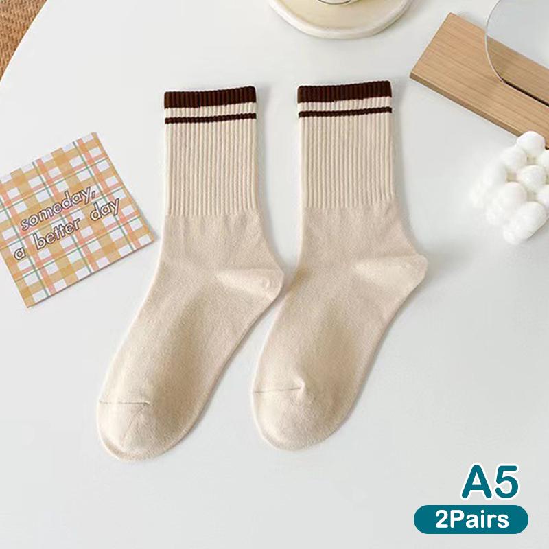 Product Introduction of 2Pair New Fashion Socks Solid Color Striped Socks Casual  Socks Casual Cotton Comfy Breathable Socks For Women Girls 27