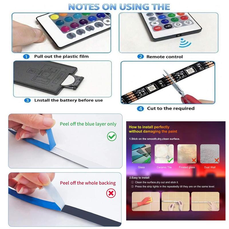 RGB LED Strip Light, 1 Count TV Backlight Music Sync Flexible Diode Tape Light with App Control, USB Powered RGB Colorful Strip Light, Ambient Light 2