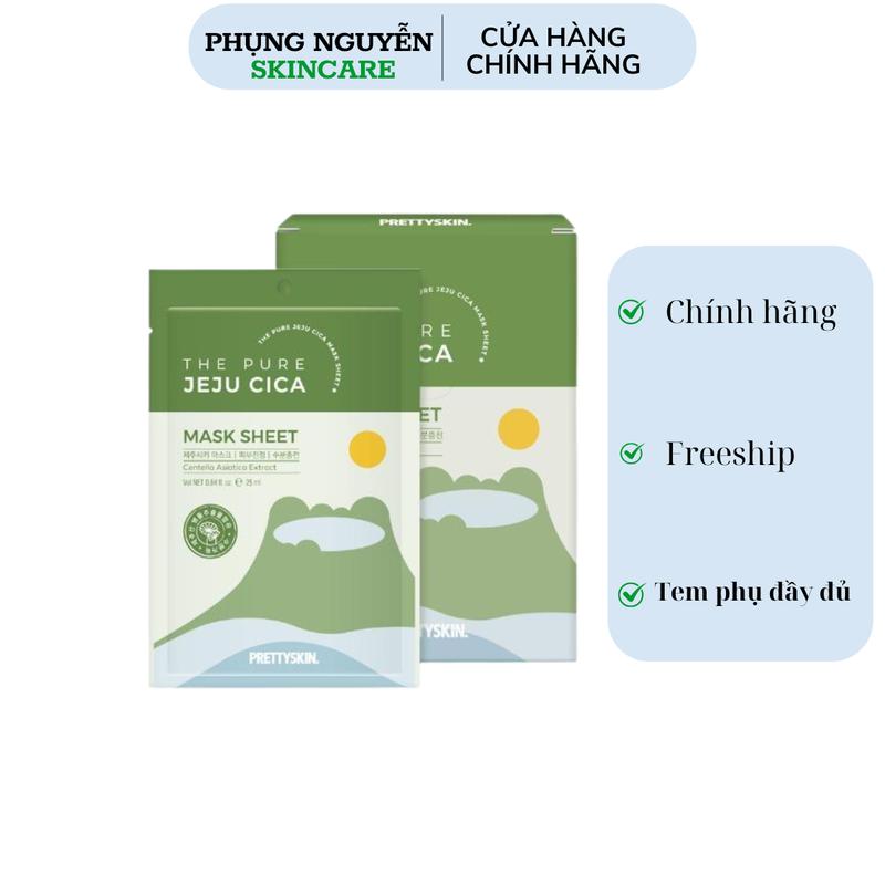 Prettyskin Mặt nạ rau má The Pure Jeju Cica mask sheet (hộp 10gói) Làm Đẹp Da Skincare Nữ Dưỡng Ẩm Da Đắp Mặt Dưỡng Da Mặt