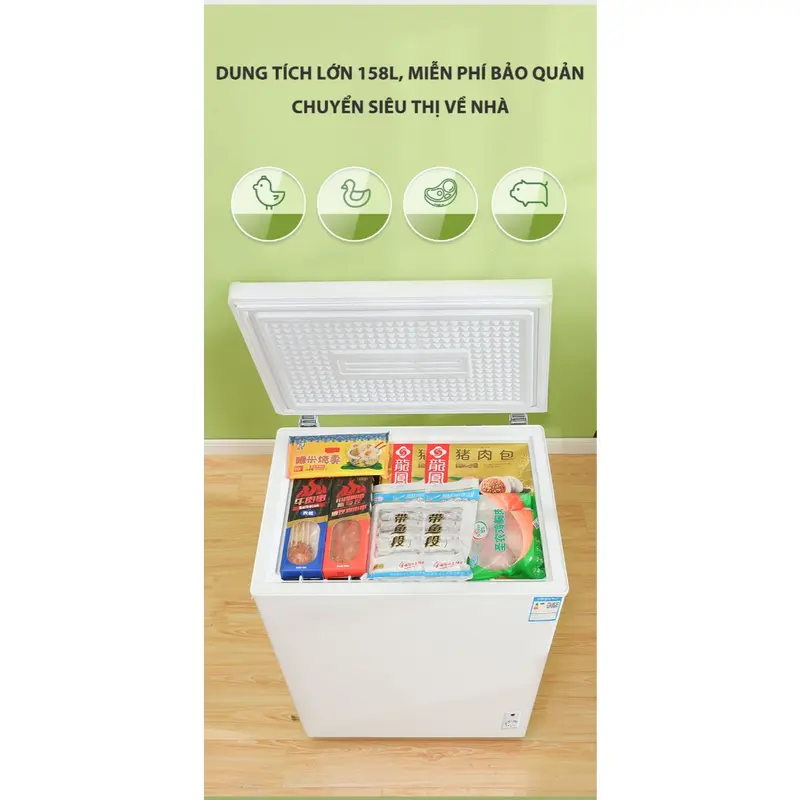 Tủ đông mini gia đình tiết kiệm điện [ 128L ] dùng trữ sữa - để Kem nội địa Trung nhập khẩu 6