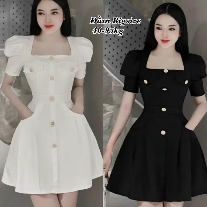 Thời Trang Én Nhỏ Có Bigsize - Đầm Váy Bigsize Nữ Vải Linen Cao Cấp Thiết Kế Đi Dự Tiệc Cổ Vuông Cao Cấp Xinh Đẹp Sang Trọng Dễ Thương Thanh Lịch Giá Rẻ đủ size 40-95kg ennhocobigsize Dress Voan Tay Loe Denim Women Trắng