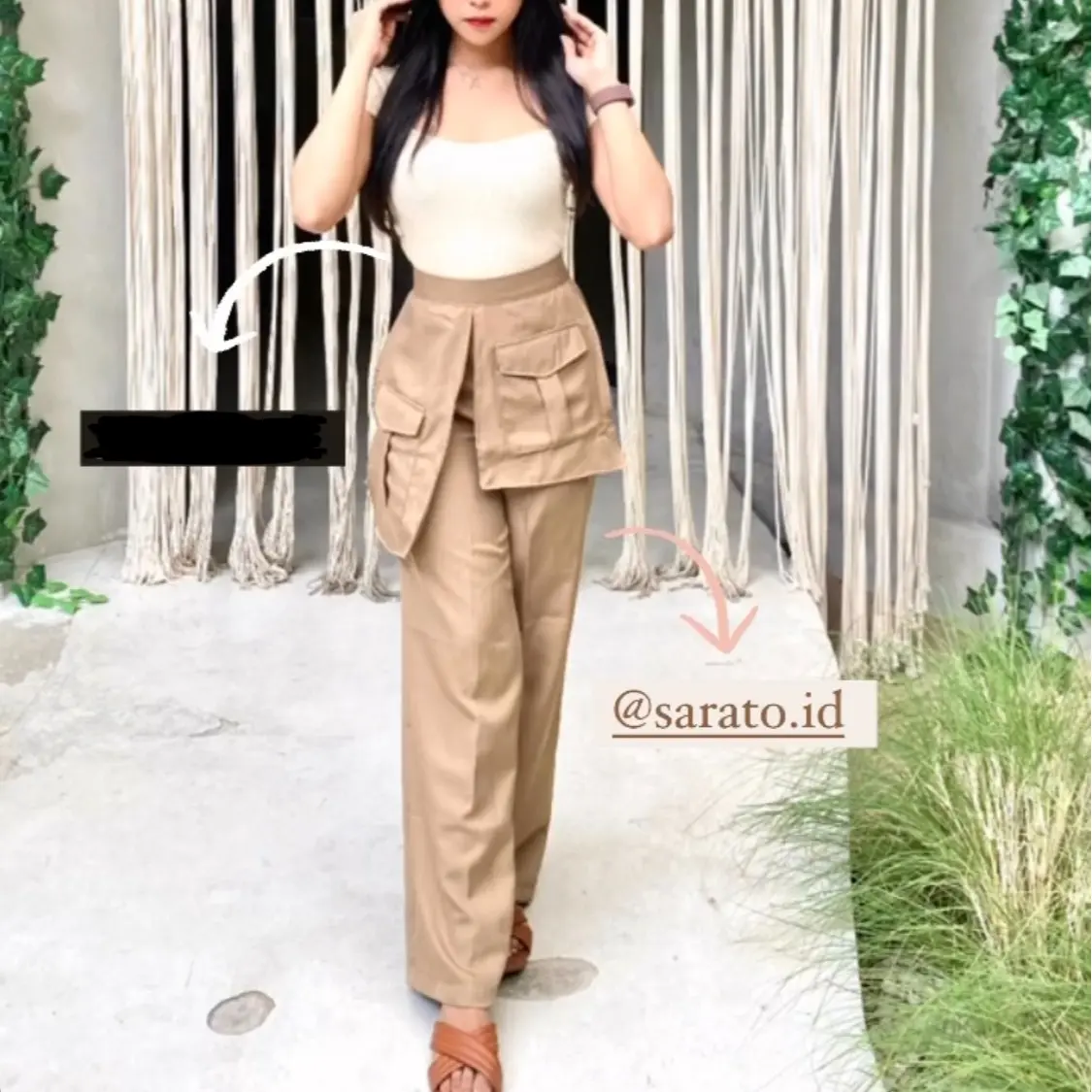 SARATO - Luna Pocket Pants High Waist / Pallazo Pants / Celana Kulot Panjang Wanita