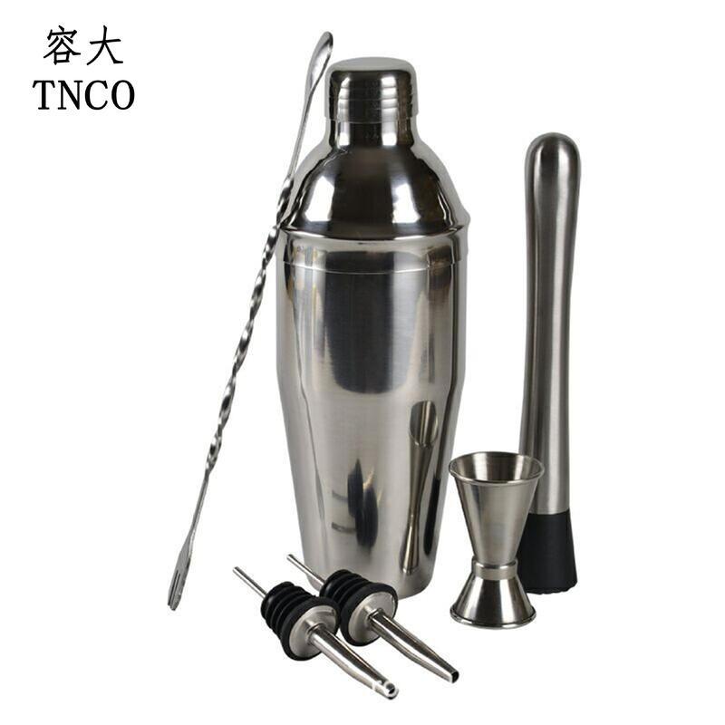 Cocktail stainless steel 6-piece set, cocktail mixer, bar utensils, shaker, and wine glasses 0