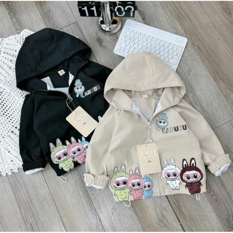 Áo khoác Labubu cho bé trai và bé gái chất liệu gió tráng 2 lớp trong LÓT LƯỚI size 10kg-35kg