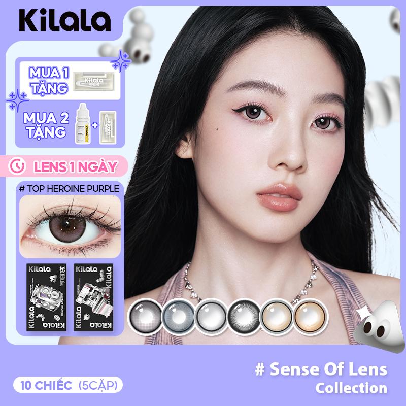 [10 Chiếc] Kilala Lens Daily kính áp tròng 1 ngày màu đen nâu xám lam tím DIA 14.0-14.5mm độ cận 0-7 lens siêu mỏng 0.06 mm nâng cấp thành phần giữ ẩm đeo lâu không mỏi mắt [series Sense Of Lens]