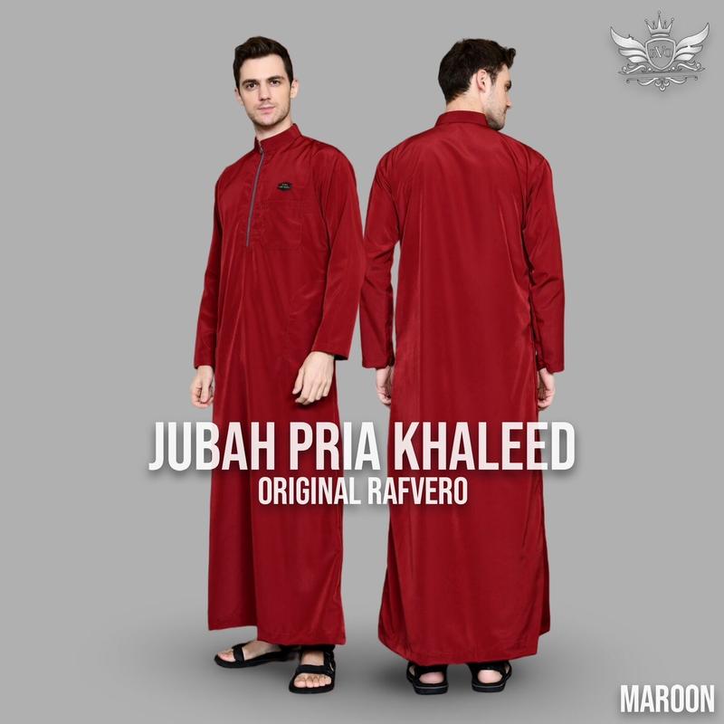 RAFVERO Jubah Pria Khaleed Dewasa Hitam Polos Muslim Panjang Bahan BSY Premium Size M L XL Gamis Pria Lazat Non Katun Non Sutra 6