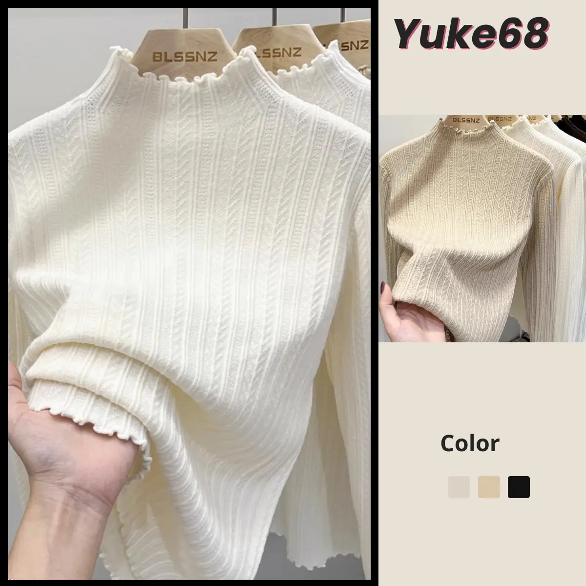 Áo Len Cao Cổ Dài Tay Nữ YUKE68 Chất Len Mềm Mại From Suông Style Basic Phong Cách Hàn Quốc Cho Mùa Thu Đông - HV49