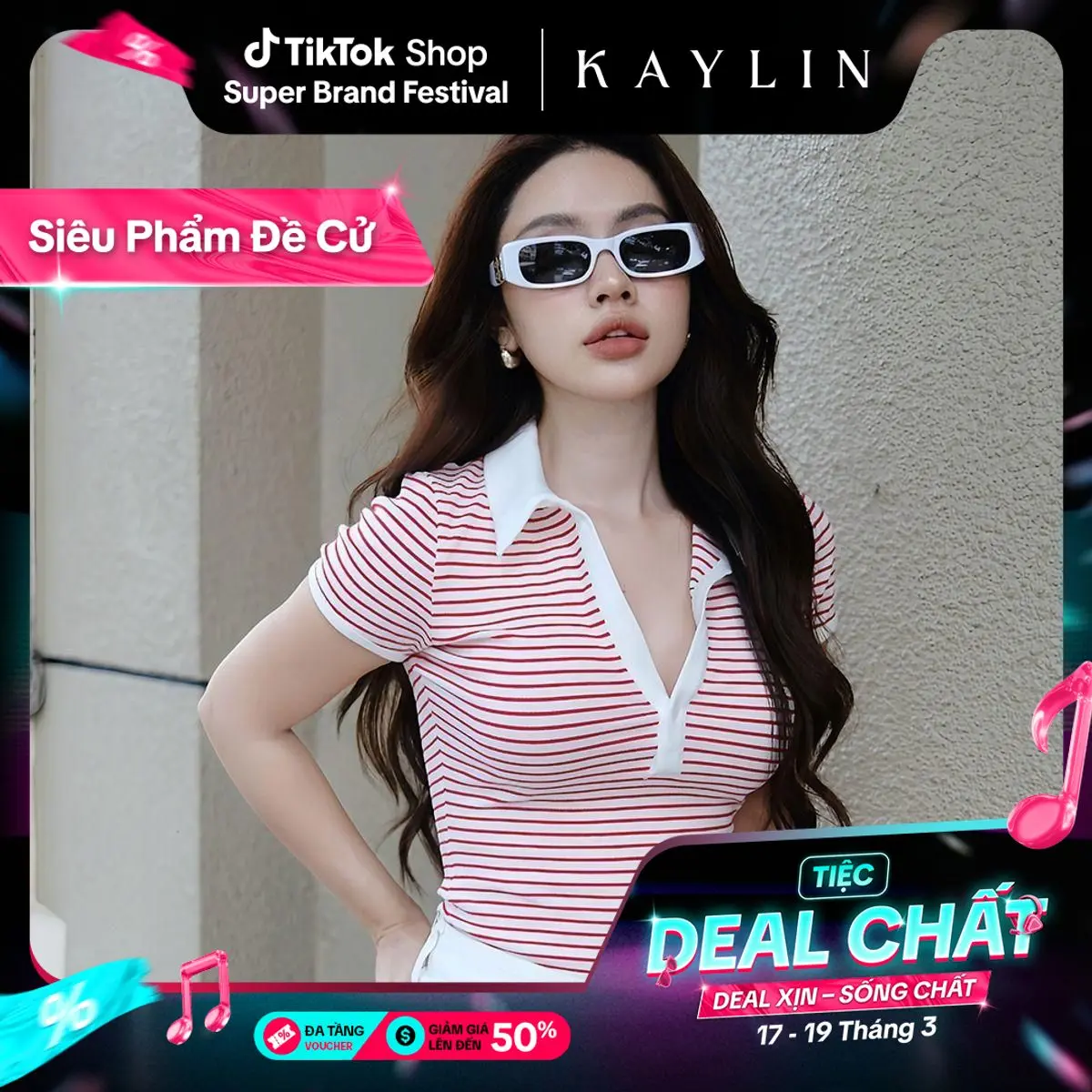 Áo thun nữ KAYLIN form ôm cổ Sơ mi phối sọc chất vài thun co giản form Polo phong cách công sở thanh lịch - N2252 Top Women Polo Cotton