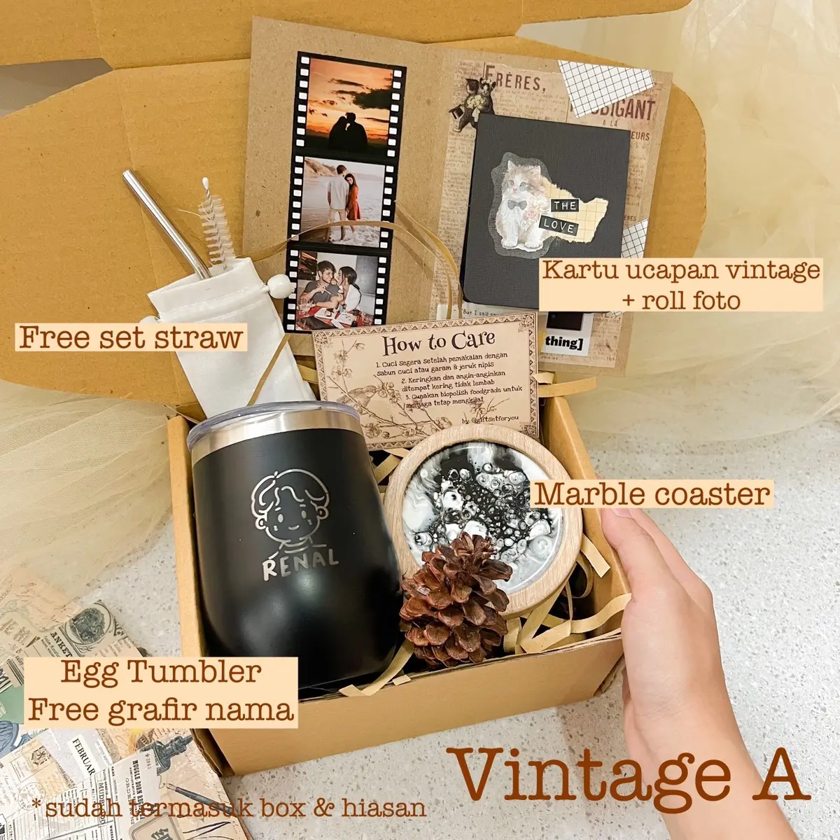 Hampers vintage gelas custom / HADIAH ULANG TAHUN / HAMPERS WISUDA / KADO AYANG