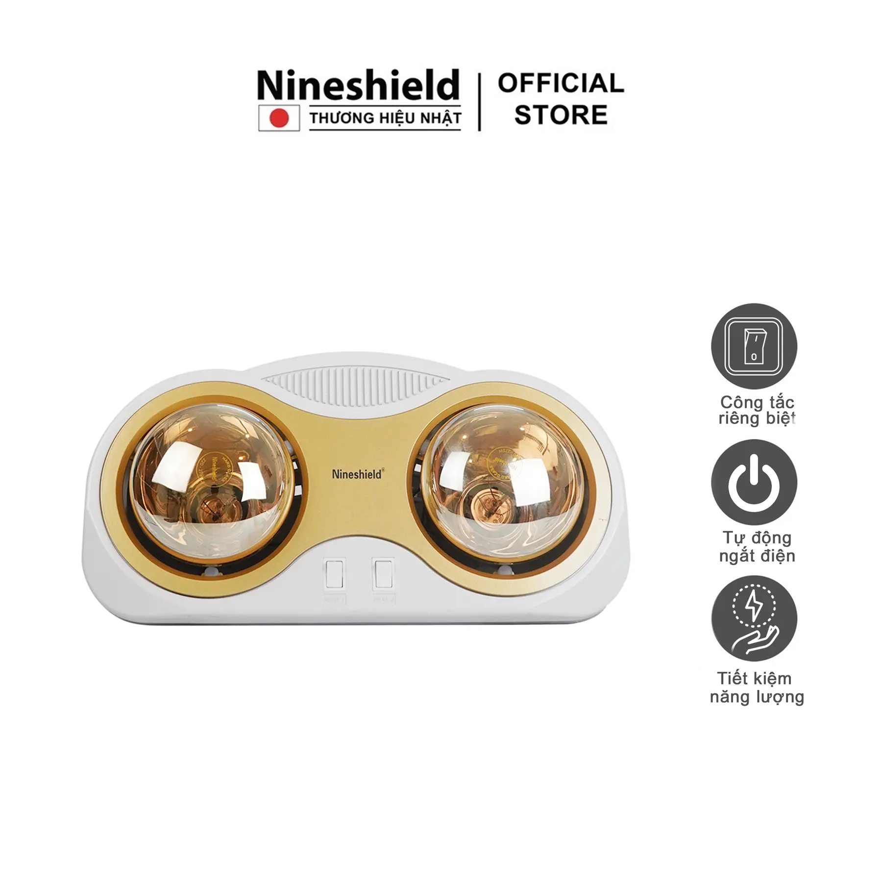 Đèn sưởi nhà tắm 2 bóng Nineshield NS032B
