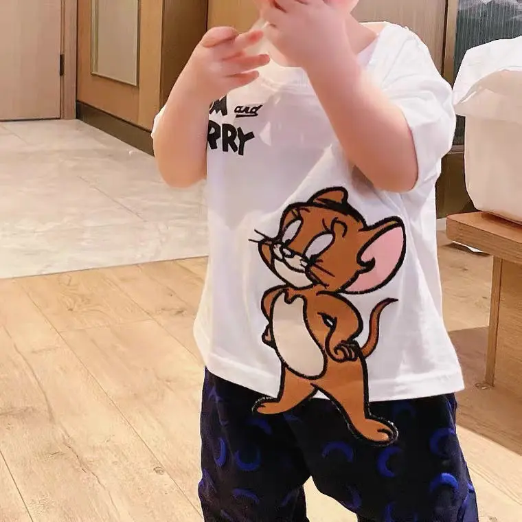 Quần áo trẻ em dành cho bé trai và bé gái áo phông ngắn tay