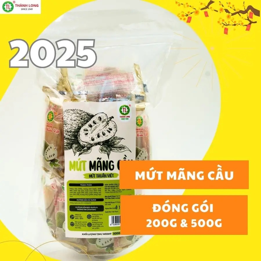 Mứt mãng cầu Thành Long. 200g/500g Chua Chua ngọt ngọt - mứt truyền thống ăn vặt food mứt mãng cầu xiêm
