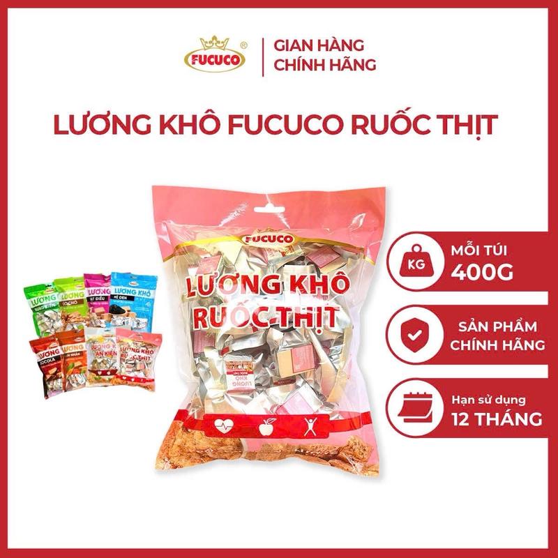 Lương khô FUCUCO vị ruốc thịt 400 gram thơm ngon tặng kèm 1 viên lương khô