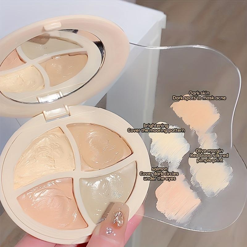 Product Introduction of Multi-purpose Long Lasting 4 Color Concealer, Versatile Hydrating Concealer Palette for Contouring, Acne Marks Dark Spots Covering 9