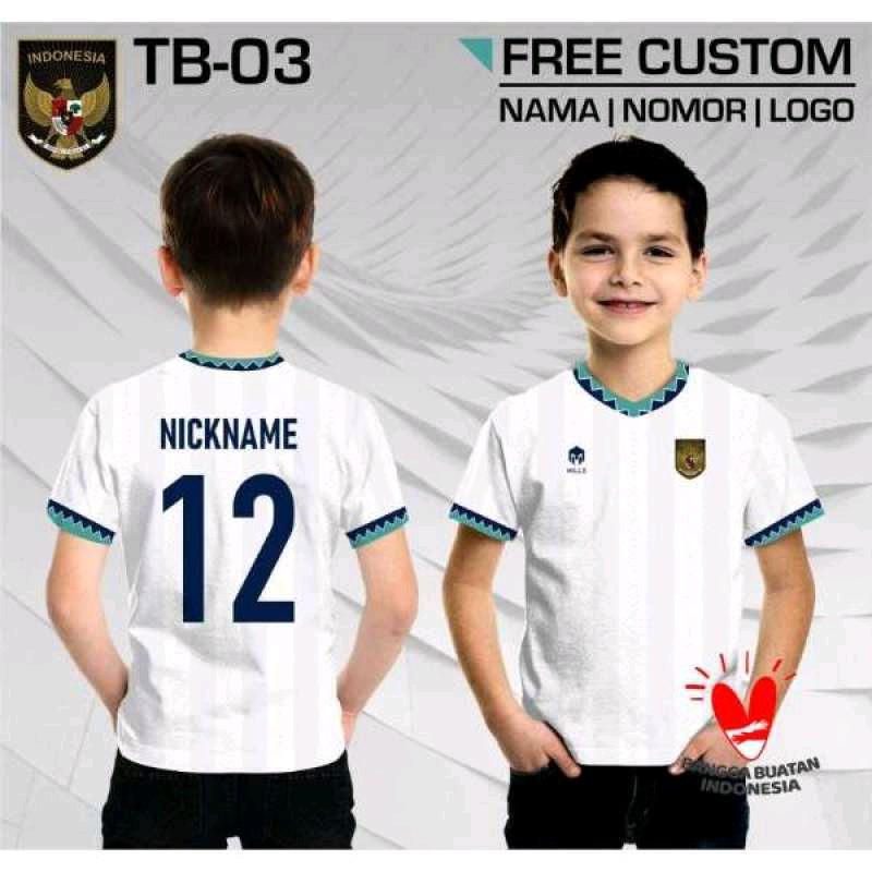 Baju Bola Anak FREE CUSTOM NAMA NOMOR PUNGGUNG Stelan Jersey Jersy Jersi Anak Umur 4 Tahun Sampai 14 Tahun Jersi Timnas anak Jersey Sepak Bola Jersey Futsal Volleyball Seragam Olahraga Pria Wanita Nyaman Outdoor 1