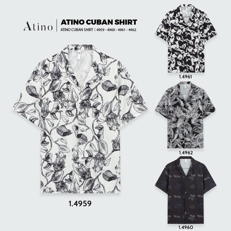  Áo Sơ Mi Nam Cộc Tay Họa Tiết ATINO Regular L.1.4959 - 4960 - 4961 - 4962 Menswear Cổ Tròn Bi Tre 