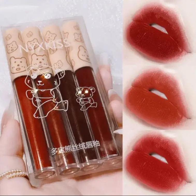 Bộ 4 Son Môi Dạng Kem Lì Hỗ Trợ Dưỡng Ẩm Lâu Trôi Trang Điểm Chuyên Nghiệp  YINSAF