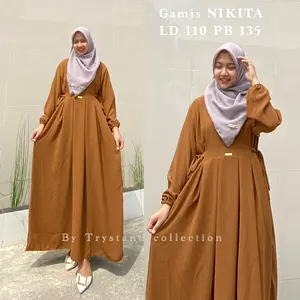 (Langsung kirim) GAMIS NIKITA Crinkle Airflow ADA SAKU free akrilik (Langsung kirim) GAMIS NIKITA Crinkle Airflow ADA SAKU free akrilik