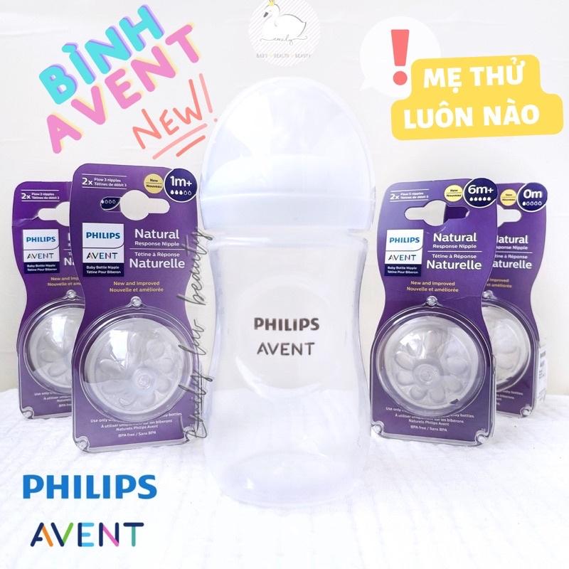 Bình Philip Avent Natural 125/260/330ml hỗ trợ đổi núm