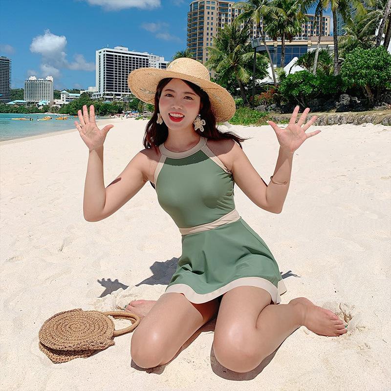 Product Introduction of New One Piece Skirt Ladies Style One Piece Swimsuit Women's Small Fresh Backless Strap Conservative Slim Bikini 7