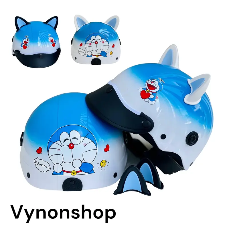 Mũ Bảo Hiểm Biển Trắng Doremon Cao Cấp - Bảo Hành 12 Tháng Helmet Cao Su Phụ Kiện 0