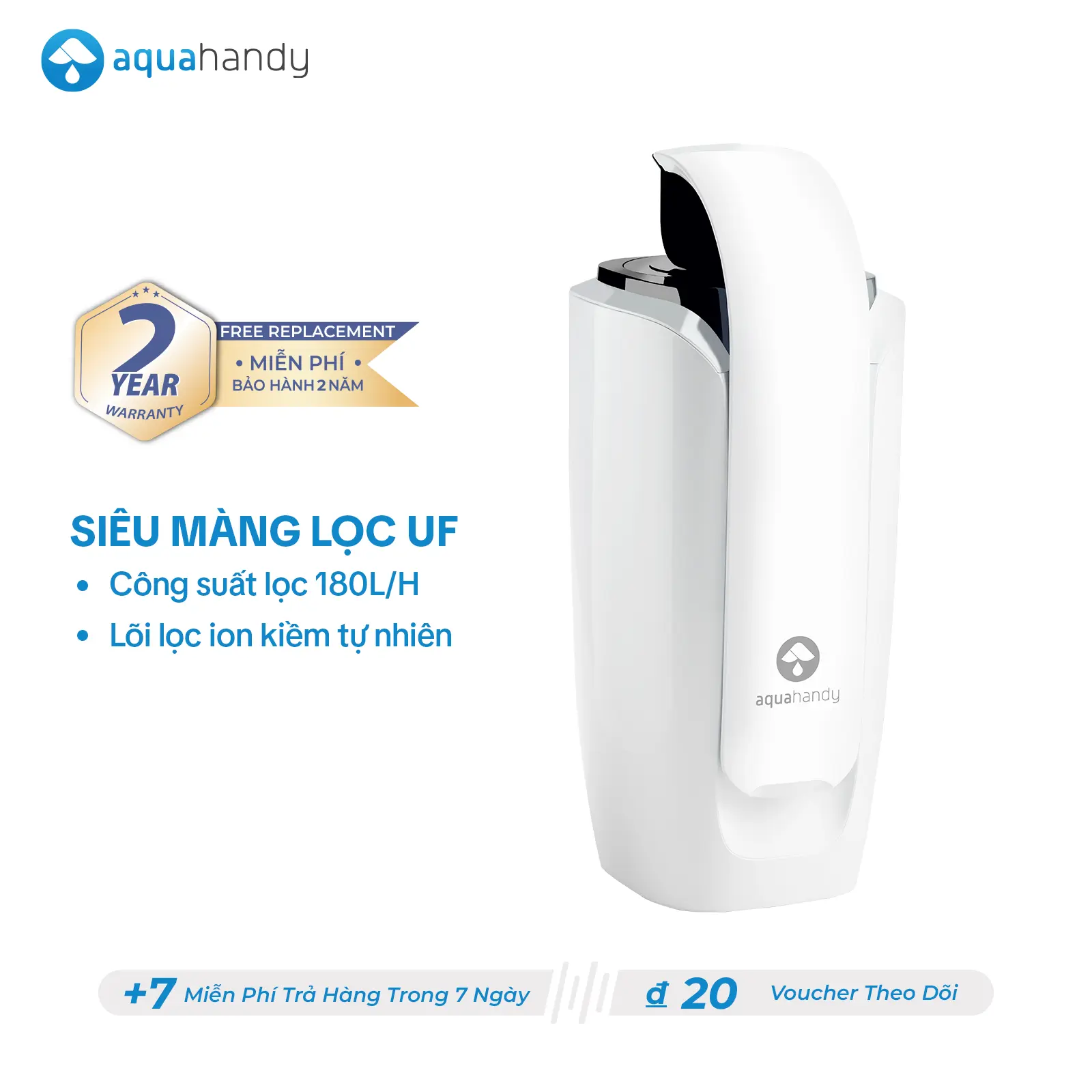 Máy Lọc Nước iAquao Aqua Handy ion kiềm, nâng độ PH, tạo kiềm, tạo khoáng Magiê và Canxi, nấu ăn, giữ nguyên khoáng chất tự nhiên