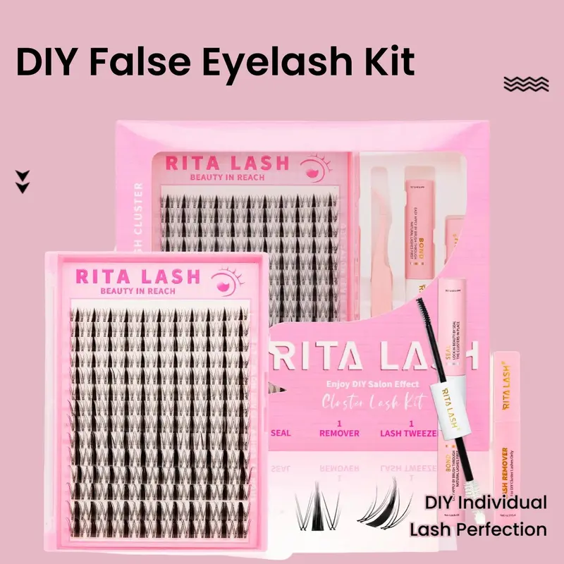 Curl Wispy Individual False Eyelash with Lash & Remover & Tweezers Kit, 1 Box Natural Curling Lash Clusters Kit, Lash Clusters, Full Volume Eyelashes Clusters, Diy Eye Makeup Accessories, Individuals Lashes, Eyelash Extensions, Fake Eyelash, Cosmetic 1