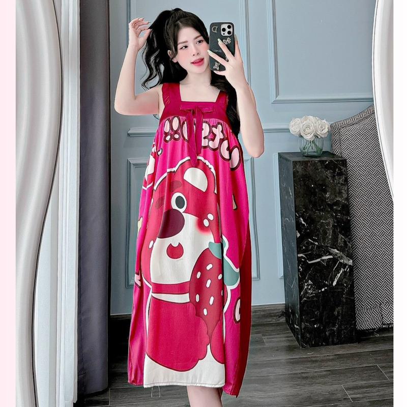 Đầm 2 dây váy ngủ mặc nhà dáng cánh tiên chất lụa xước phom từ 40-65kg Nữ Đầm Ngủ Women Dress 5