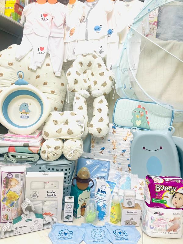 Combo quần áo, chăn gối nệm, phụ kiện cho bé sơ sinh đầy đủ tiết kiệm, size cho bé 0 đến 5,5kg Thun Voi