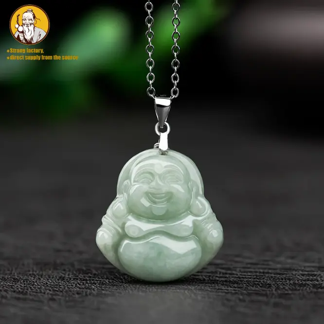 Natural Myanmar A Jade Light Green Pendant S925 Silver Necklace