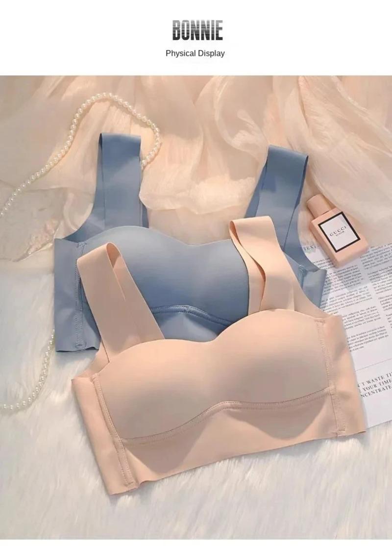 Product Introduction of Women Seamless Silk Bra Removable Chest Pad Lifting Underwear No Steel Ring Breathable 9