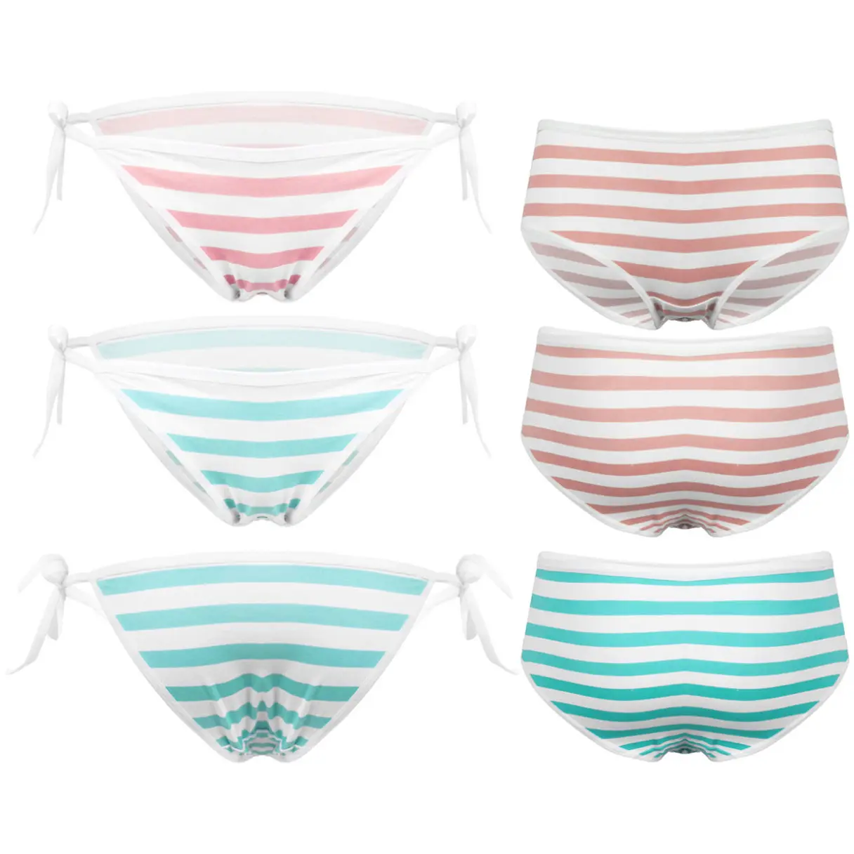MSemis Women's Stripe Bikini Briefs Cute Japanese Anime Panty Cosplay Lingerie Bottoms Underwear
