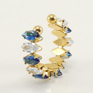 Set Cincin Keluli Tahan Karat, dengan Berlian, Fesyen, Sesuai untuk Eropah dan Amerika Cincin Boleh Laras, Emas 18K, dengan Engsel Cincin Bentuk Geometrik, Untuk Wanita