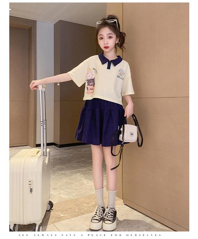 SET VÁY + ÁO polo cổ bẻ siêu xinh cho bé gái size 15-45 KG 4