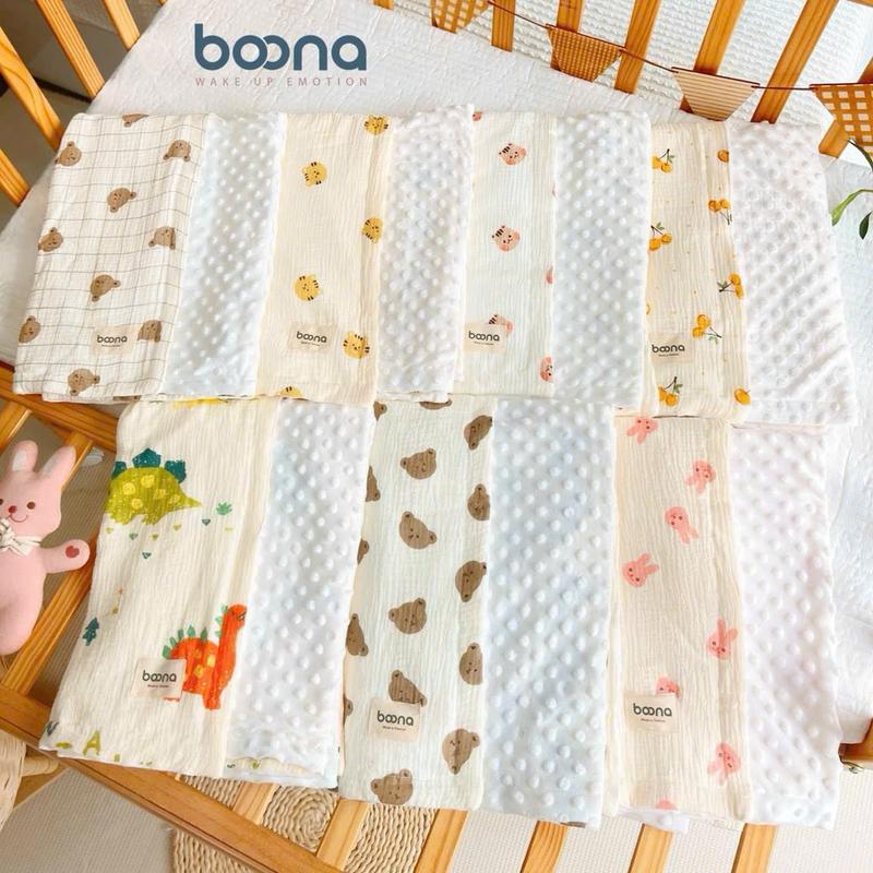 Product Introduction of [BOONA] Chăn Nhung Hạt Đậu Mặt Vải Muslin Boona Cao Cấp, Mền Đắp Hoạ Tiết Hàn Quốc Mềm Mại, Ấm Áp Cho Bé KT 80x100cm 8