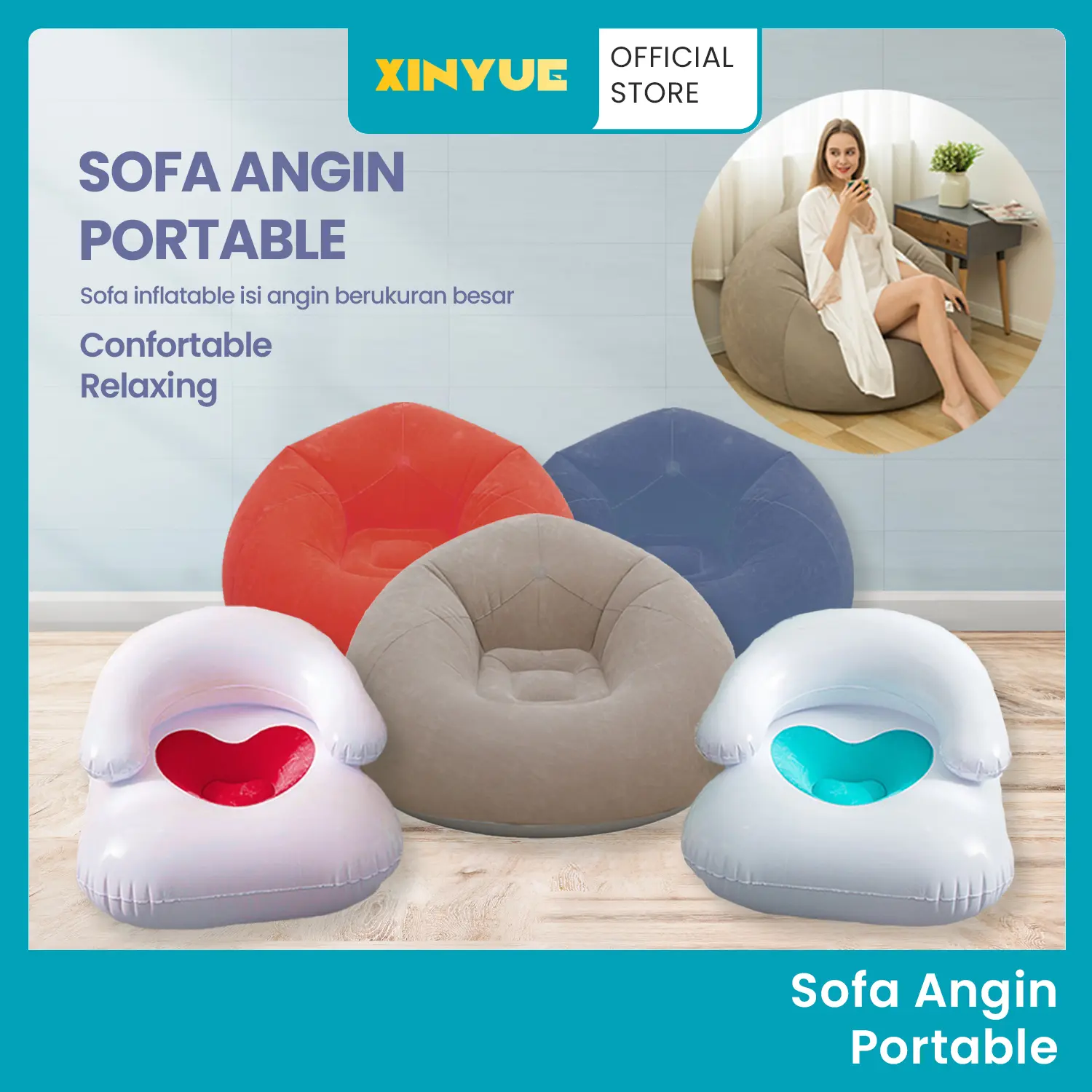 XINYUE Inflatable Sofa Bentuk Hati dan Bean Bag Sofa Angin Furniture