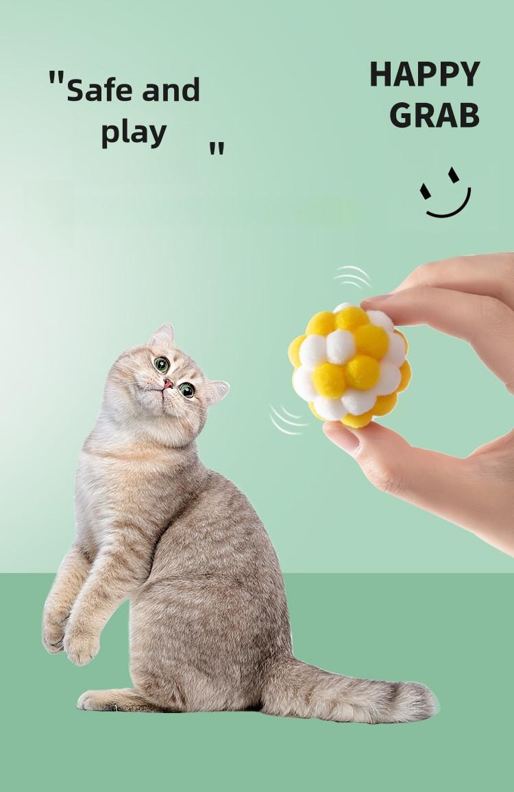 Product Introduction of Cat Toy Ball Teaser Cat Ball Cat Hair Ball Self-Entertainment Silent Ball Plush Ball Pet Toy 7