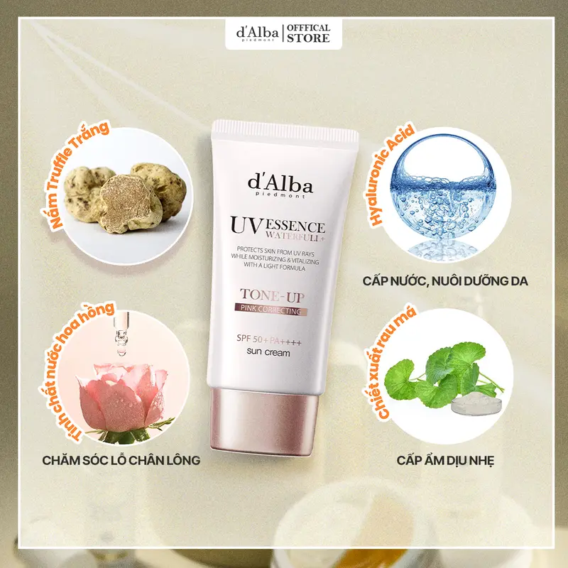 [50ml] [TONE-UP]Kem chống nắng thuần chay d'Alba Waterfull Tone-Up Sun Cream SPF50 + PA + + + + 50ml Tất cả các loại da Sunscreen Skincare SPF 50 4