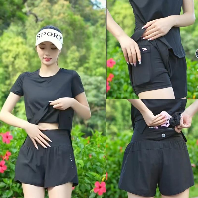 Bộ quần áo phủ bụng quần túi khóa kéo tập gym yoga chạy bộ cho nữ vải thun co giãn 4 chiều