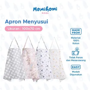 MOMI HOMI Apron Menyusui Tidak Nerawang Nursing Apron Cotton Nursing Celemek Cover Kain Penutup Ibu Menyusui