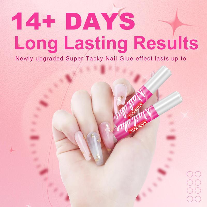Product Introduction of Acrylic Nail Glue Set, 12pcs Long-lasting Nail Glue & 2 Counts Brush on Nail Glue, Art Nail Creation Materials, DIY Nail Art Tools 15