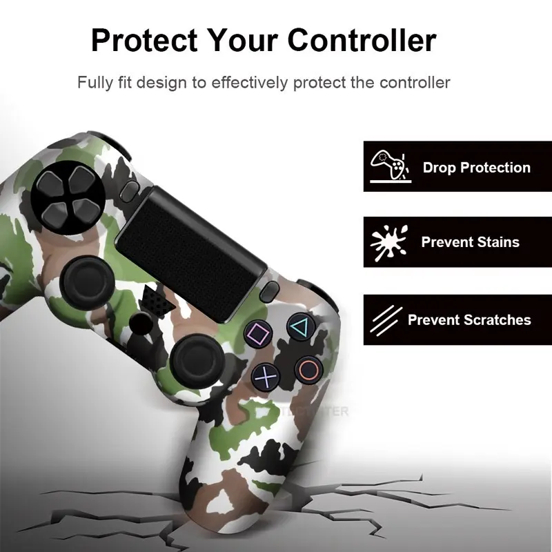 Silicon Vỏ Bảo Vệ Da, Cho Bộ Điều Khiển SONY Playstation 4 PS4, Cho PS4 Pro Và Slim Gamepad Controle, Tay Cầm Ngón Tay Cái, Cho Phụ Kiện Chơi Game Chơi Điện Tử 1