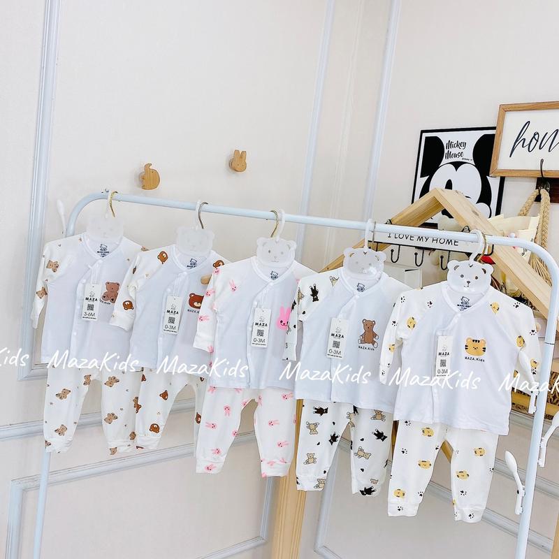 Bộ dài tay chất petit quần cạp cao đáp đũng mềm mát cho bé trai bé gái sơ sinh 1