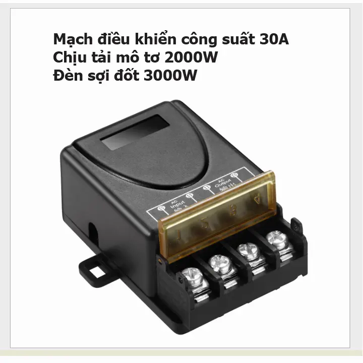 Bộ công tắc điều khiển từ xa rf 100m 30A 4000W 220V 2 tay điều khiển, điều khiển máy bơm nước 4