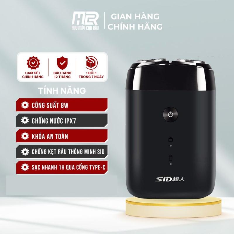Máy Cạo Râu cao cấp SID RS210, RS215, chống nước ipx7,  8w, sạc USB Type C