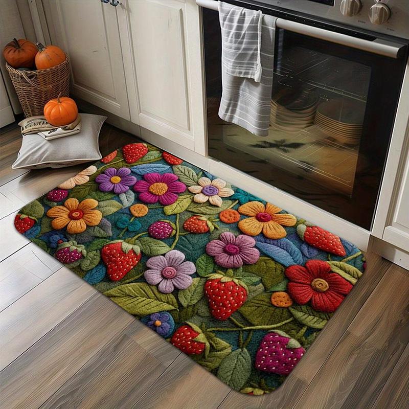 Product Introduction of Floral Pattern Welcome Mat, Non-slip Colorful Sunflower Pattern Absorbent Soft Mat, Suitable for Indoor & Outdoor, Home Decor 5