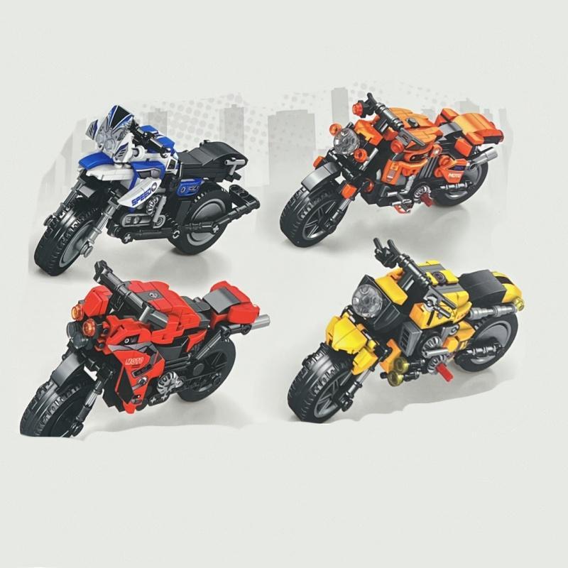 Product Introduction of Motorcycle Model Building Blocks, 4 Counts/box Assembled Motorcycle Toy Gifts, Creative Blocks Building Toy for Teens & Adults 0