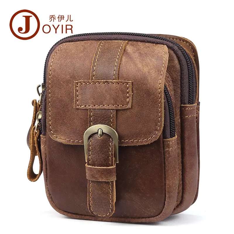Vintage Fashion Genuine Leather Men's Waist Bag Outdoor Casual Multi-functional Men's Bag Belt Waist Bag Men's Bag