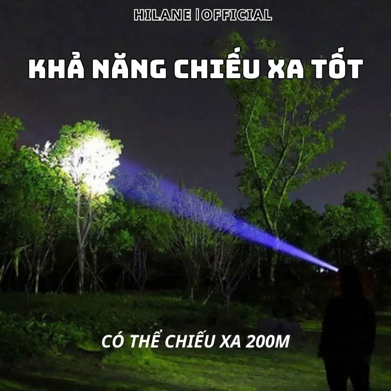 Đèn Pin Đội Đầu Hilane Vỏ Kim Loại Siêu Đẹp Kèm Dây Sạc 8